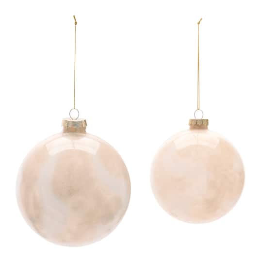 Melrose Beige Frosted Glass Ball Ornament Set